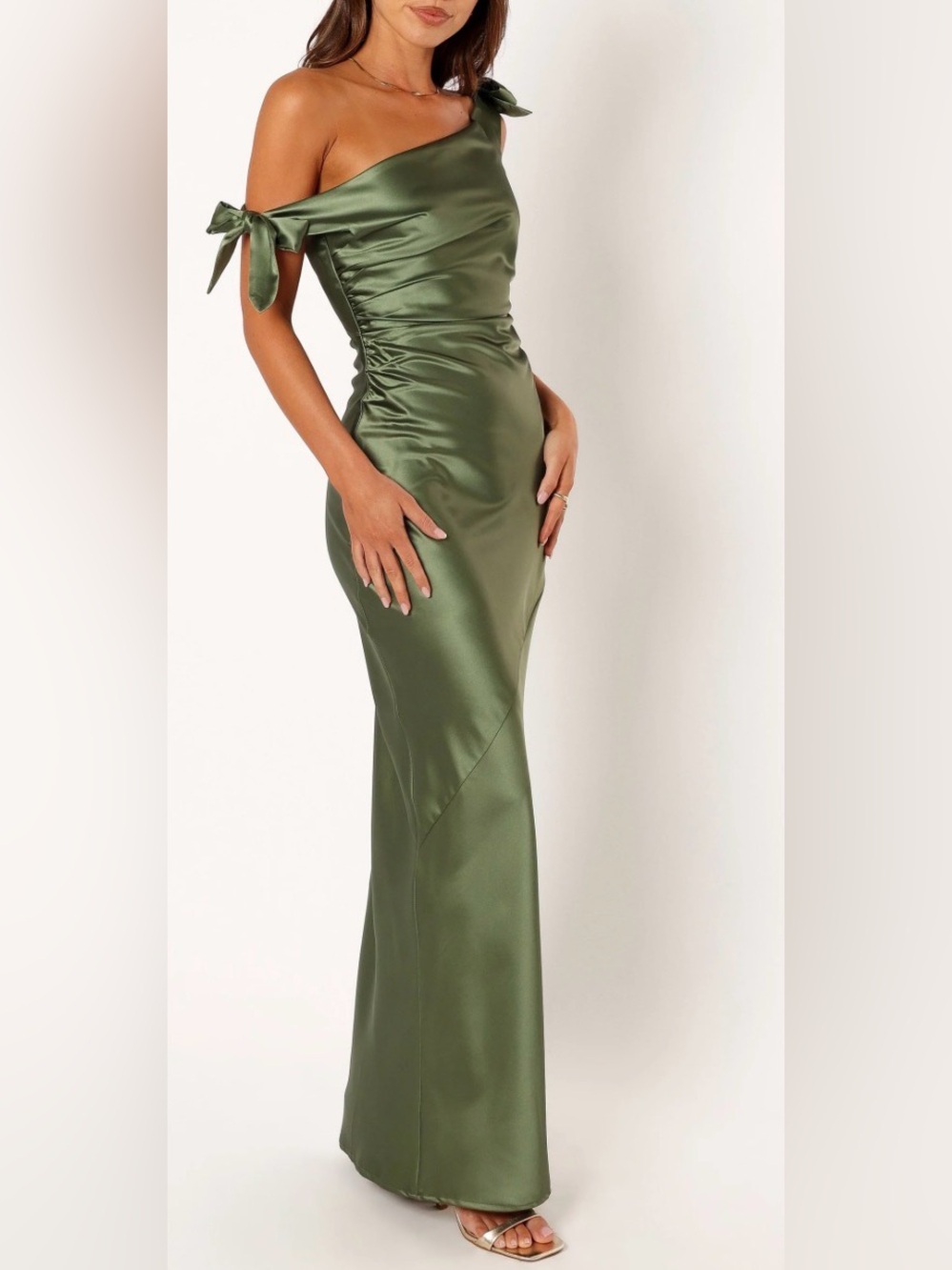 Petal & Pup Olive Selma Off Shoulder Maxi Dress Size